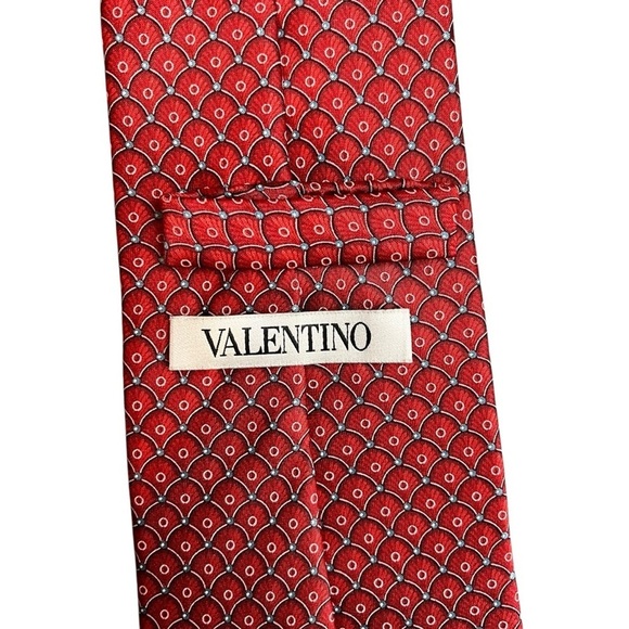 VALENTINO Baroque Silk Geometric Scallop Pattern Tie Made in Italy - Picture 4 of 9